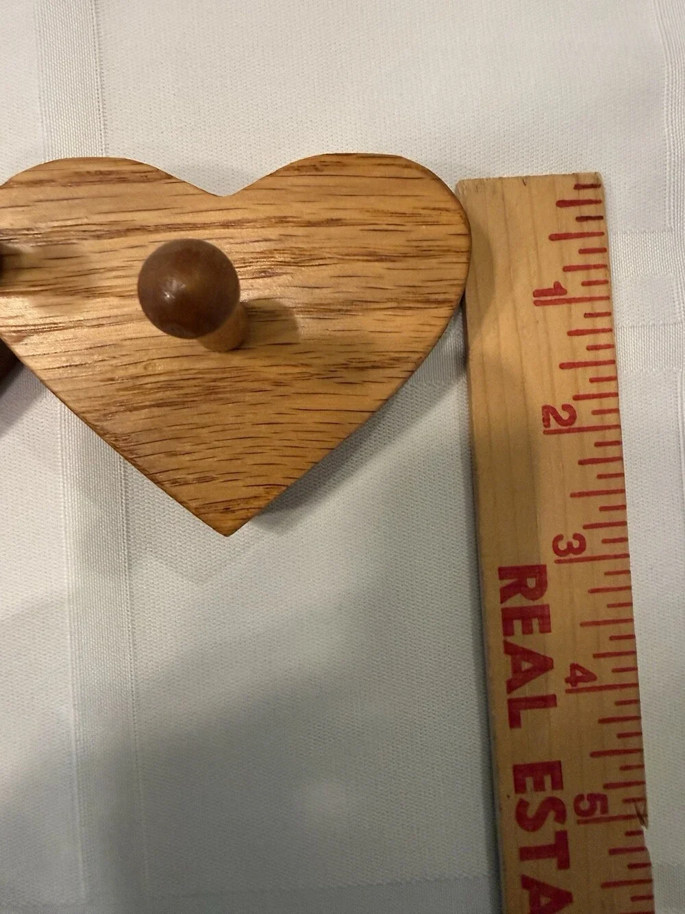 Vintage Oak Wood Heart Peg Rack Wall Hanger Country Cottage McFadden 5-Heart